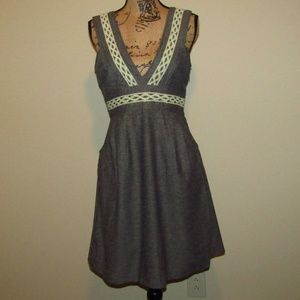 Emmelee Gray Dress Embroidery Sleeveless PleatedM